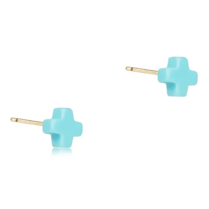 Enewton Signature Cross Small Stud - Turquoise